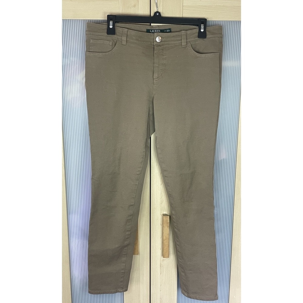 Lauren Ralph Lauren Jeans Womens 10 Tan Classic Straight Stretch Denim Pants